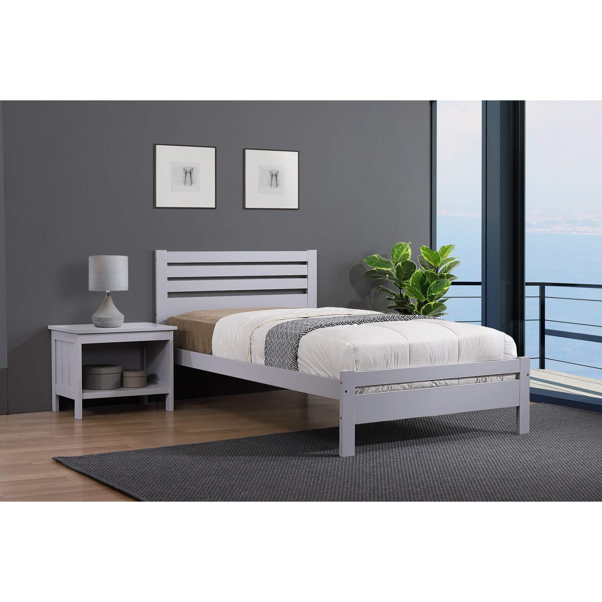 Ashley Grey Bed – Luxury Modern Bed Frame in Single, Double & King Size