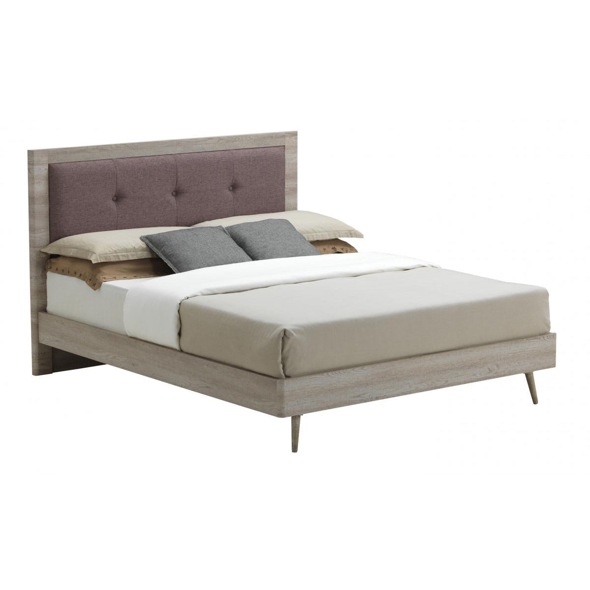 Leyland Grey Oak & Mocca Fabric Bed