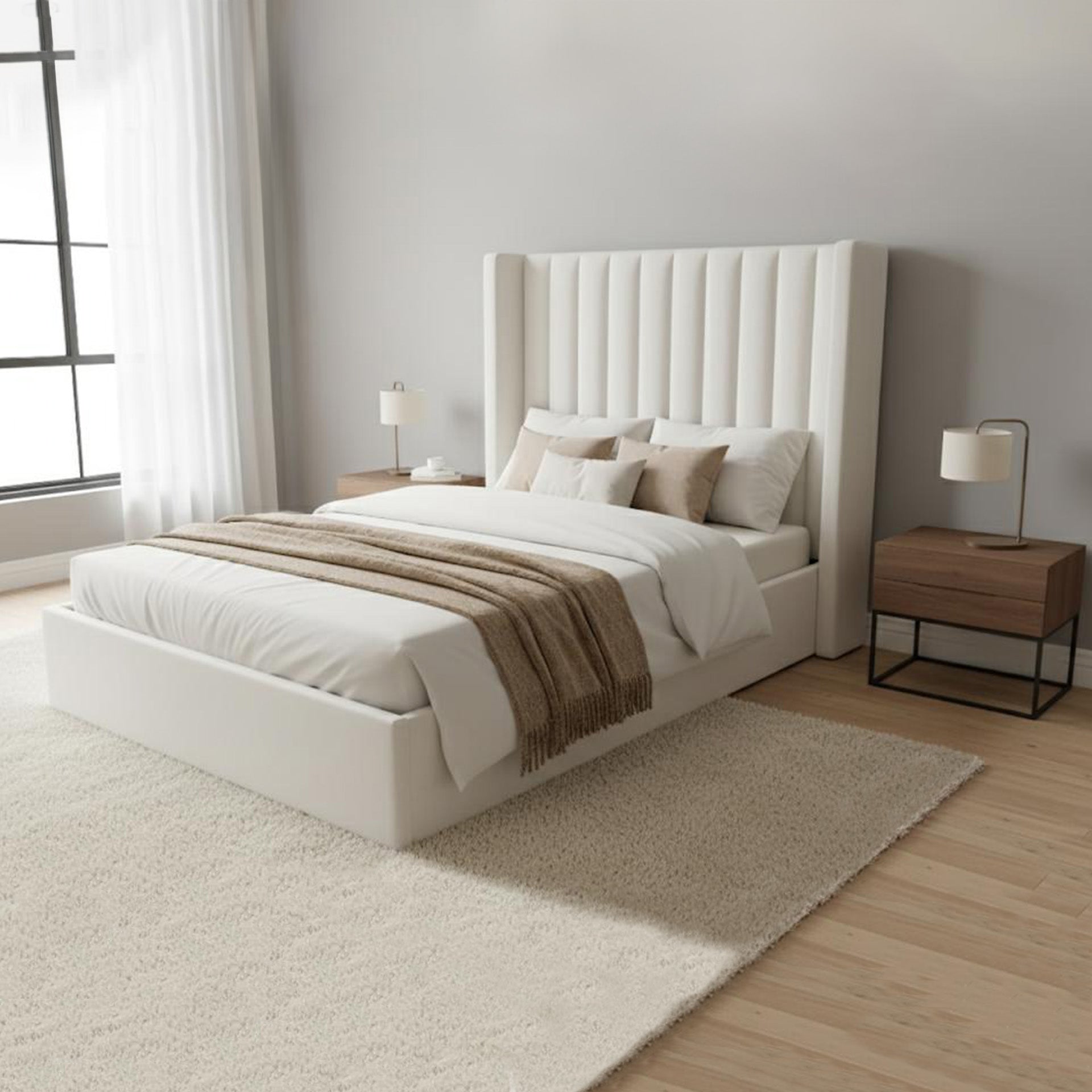 Alure Ottoman bedin Grey or Ivory