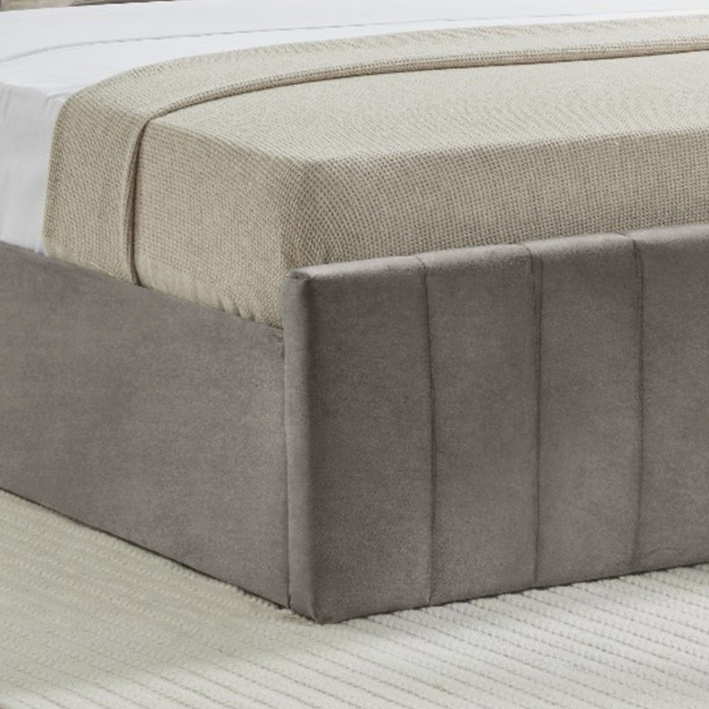 Elly Luxury Velvet Ottoman Bed - Grey or Black