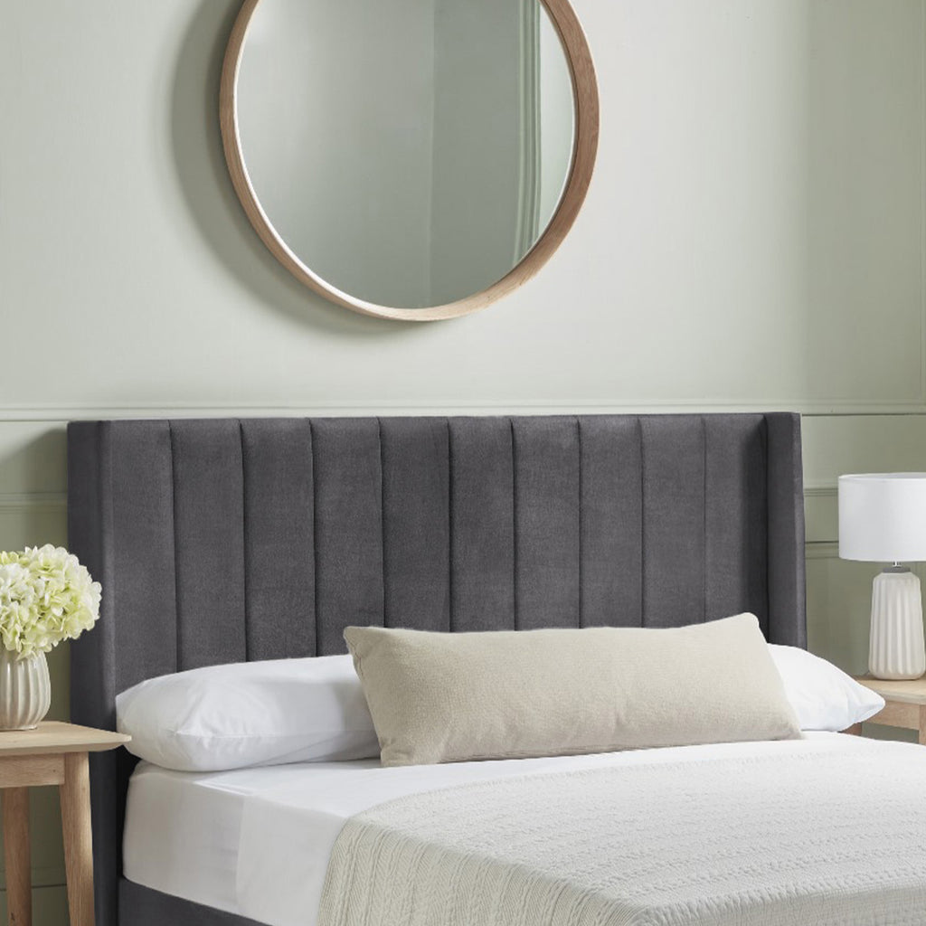 Elly Luxury Velvet Ottoman Bed - Grey or Black