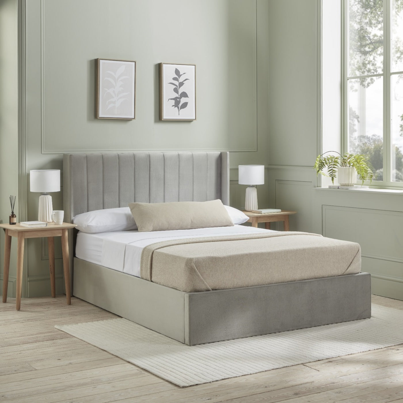Emila Ottoman Storage Bed in Light Grey or Dark Grey