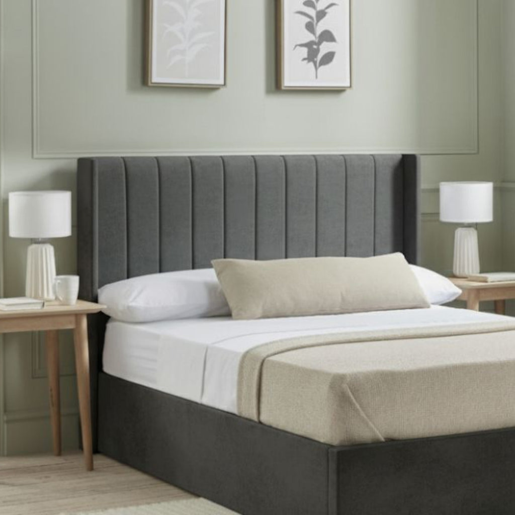 Emila Ottoman Storage Bed in Light Grey or Dark Grey