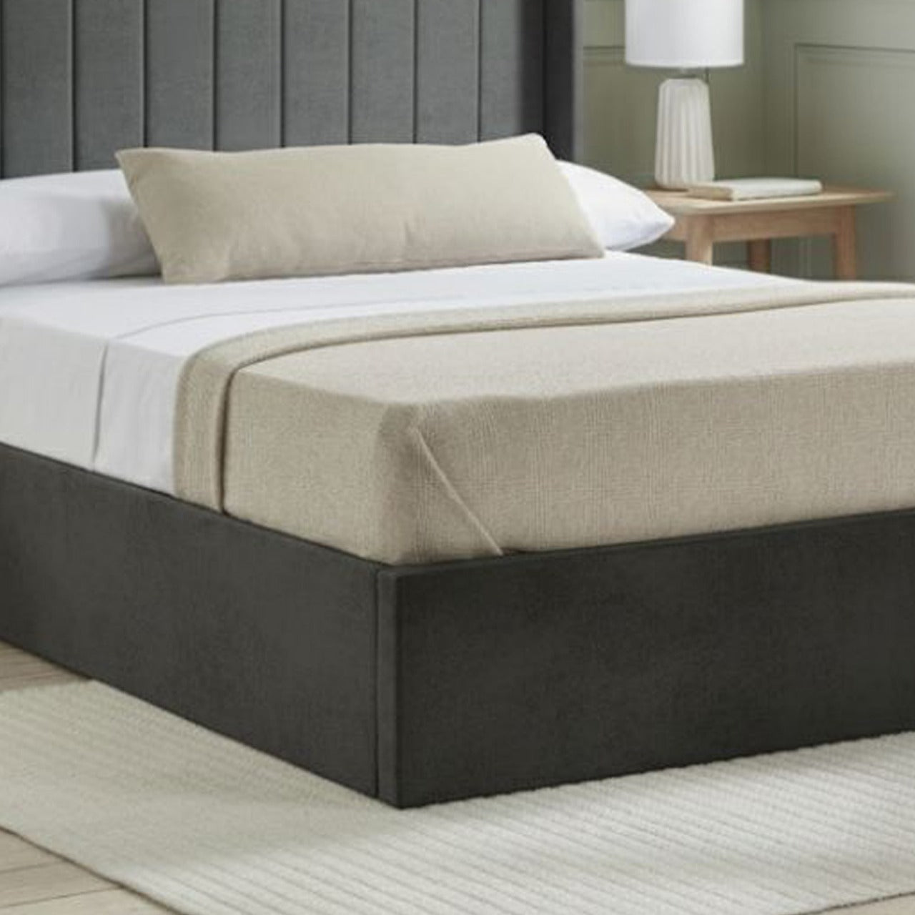 Emila Ottoman Storage Bed in Light Grey or Dark Grey