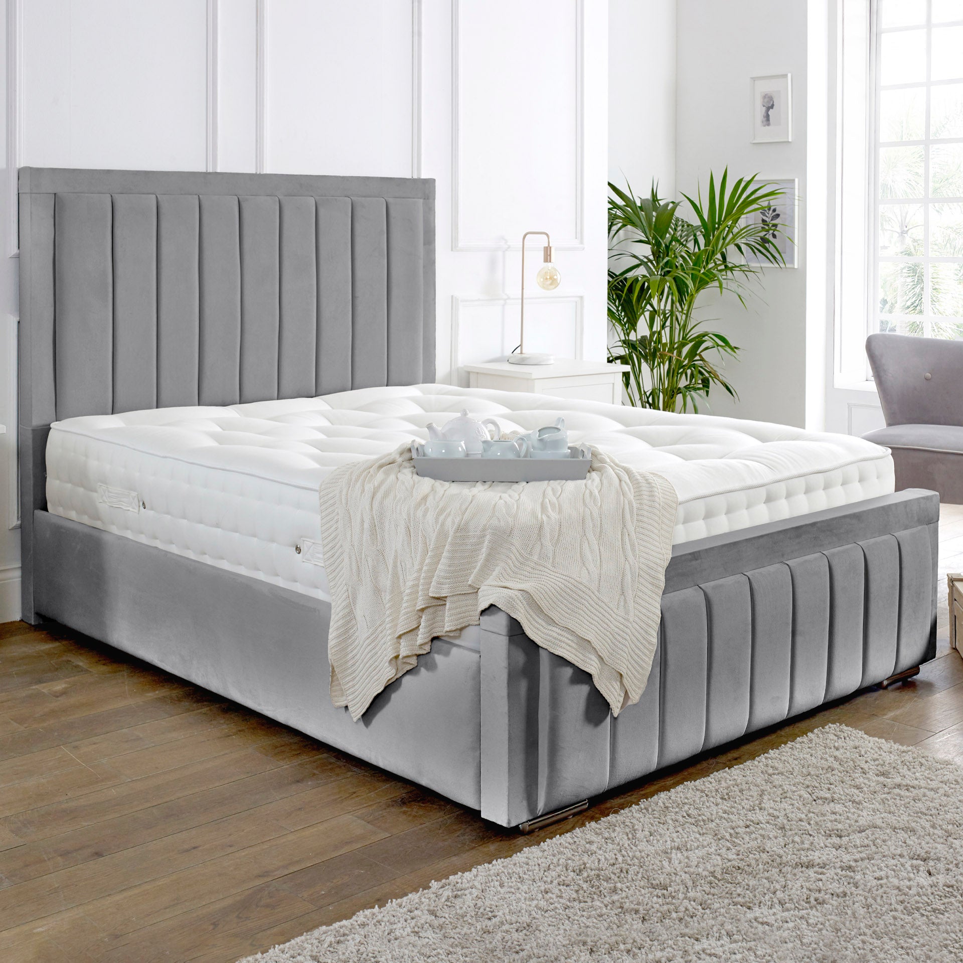 Grusela Ottoman Bed in Ligh grey, Dark Grey or Cream