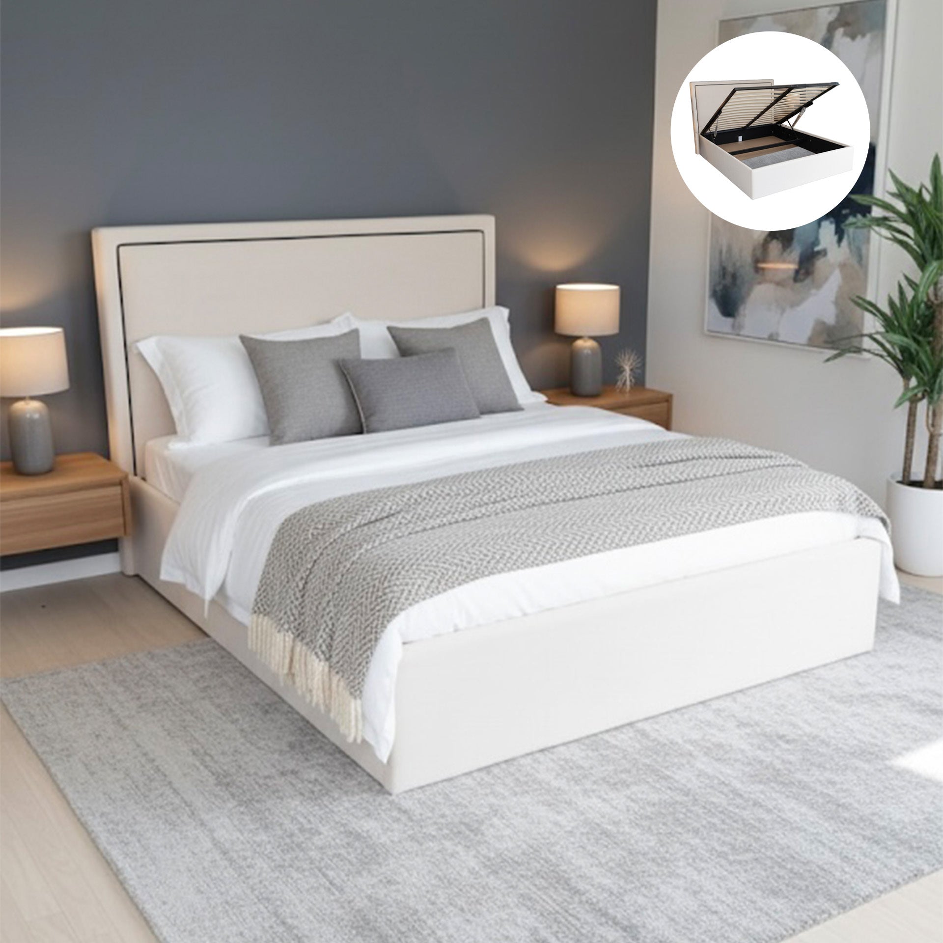 Valenciaga Ivory Ottoman storage Bed