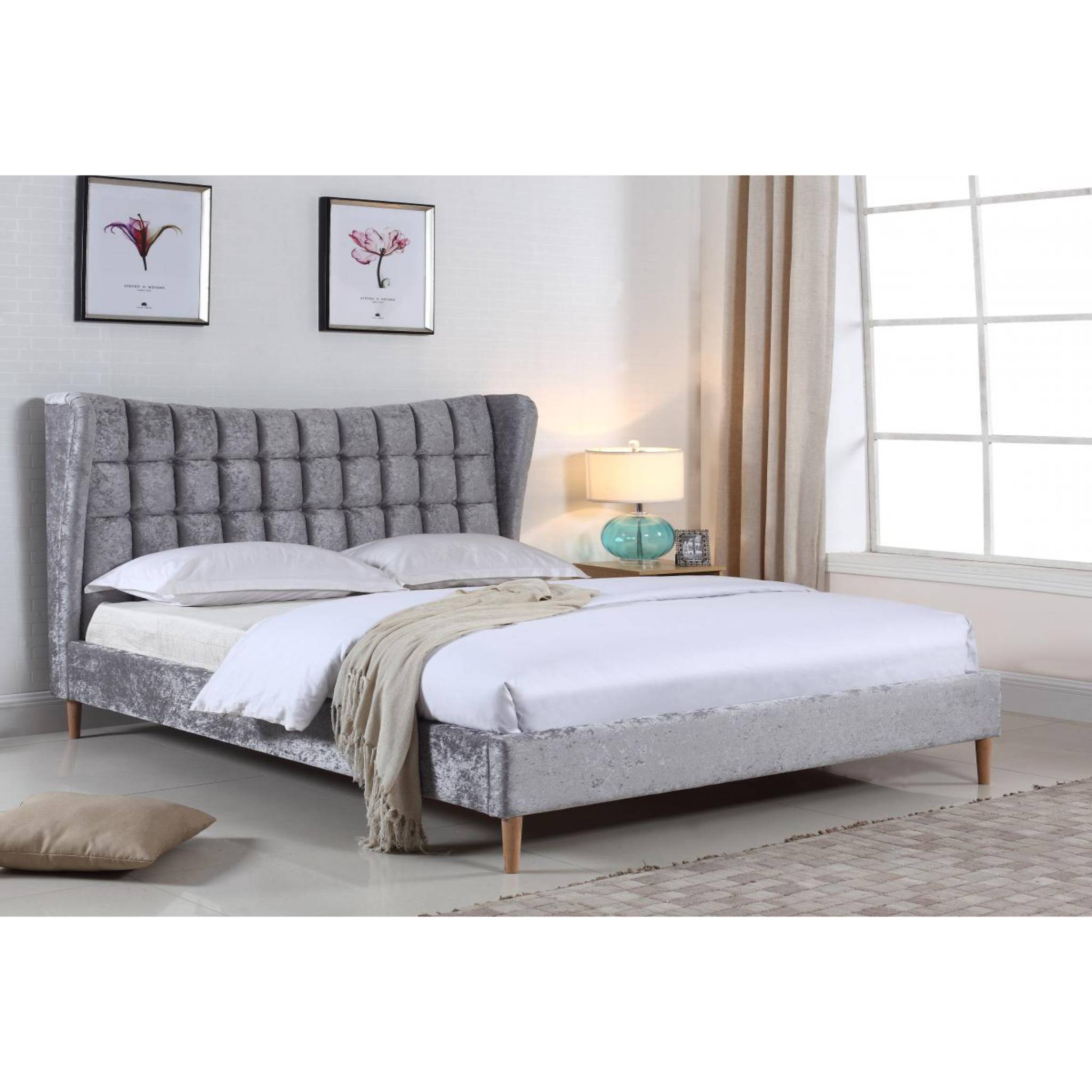 Bromley Crushed Velvet Silver Bed